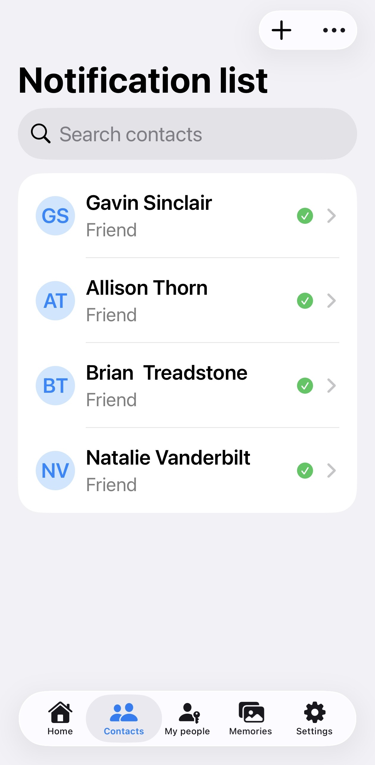 Notification list